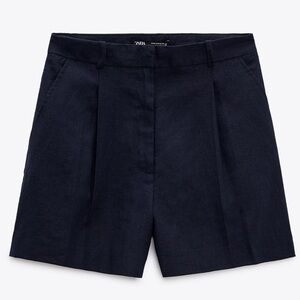 Zara High Rise Linen Blend Shorts